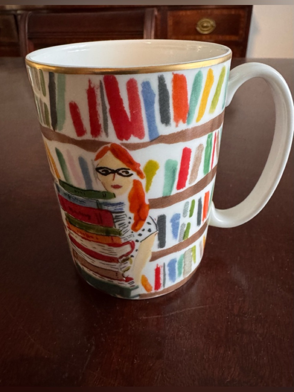 Kate Spade x Lenox Mug Illustrated Collection Library Books    Classic Colorful - Picture 3 of 10